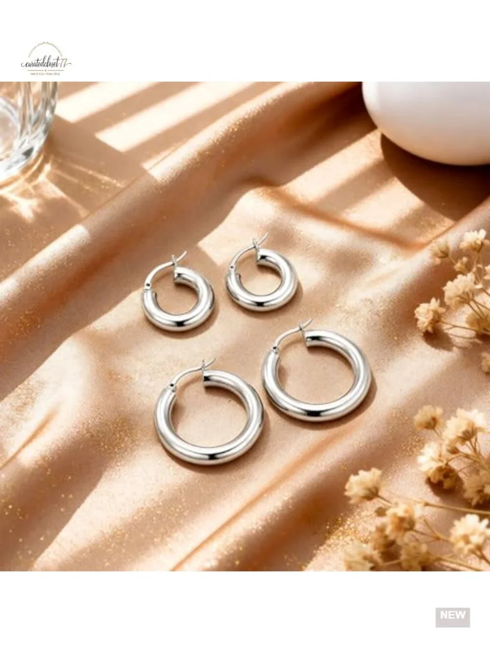 14K Gold Plated Thick Chunky Hoop Earrings Hypoallergenic Lightweight Tube
